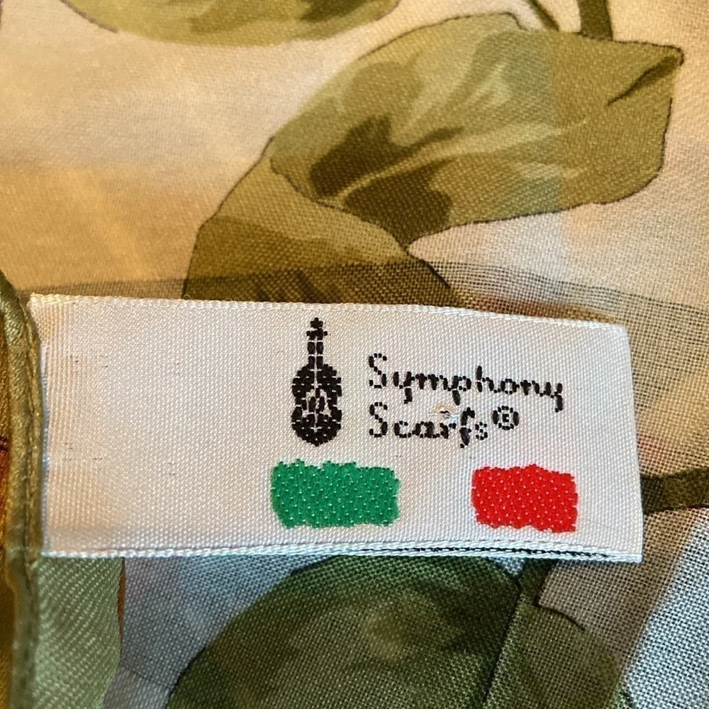 Symphony Scarfs Tiger With Greenery Print Made In Italy Green Brown Cream